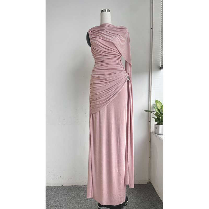 Shawl Ruched Draped Maxi Dress Long Evening Dress