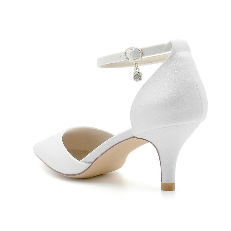 2.36" Pointed Toe Pumps Classic Ankle Stripe Bridal Shoes