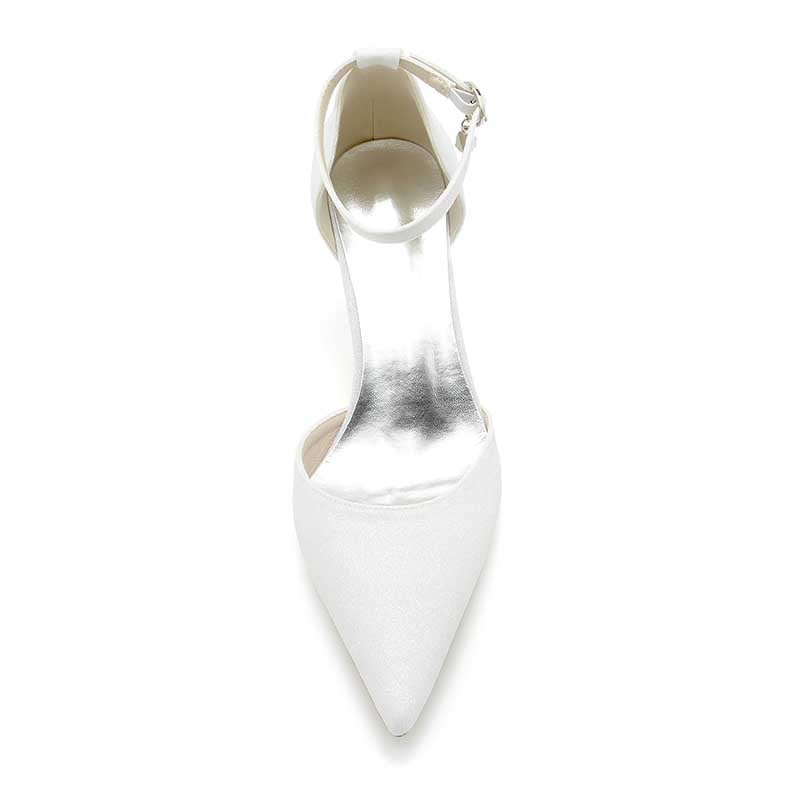 2.36" Pointed Toe Pumps Classic Ankle Stripe Bridal Shoes