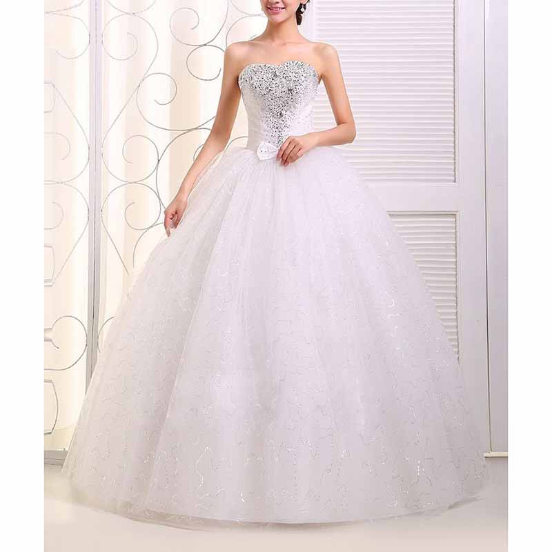 Sweetheart Simple Wedding Dresses Strapless Sparkly Bridal Gowns