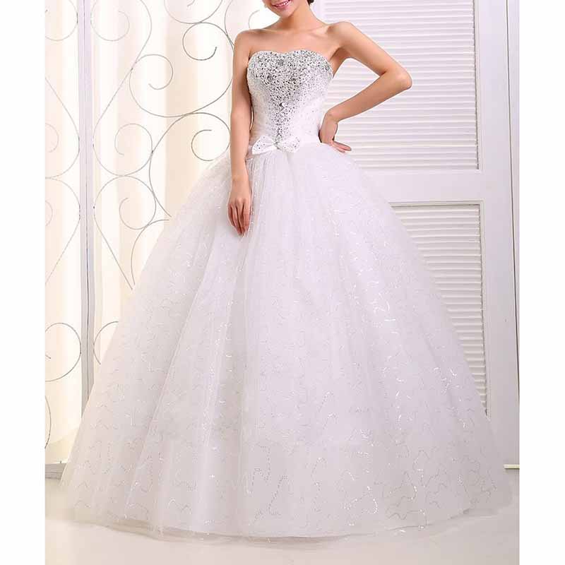 Sweetheart Simple Wedding Dresses Strapless Sparkly Bridal Gowns