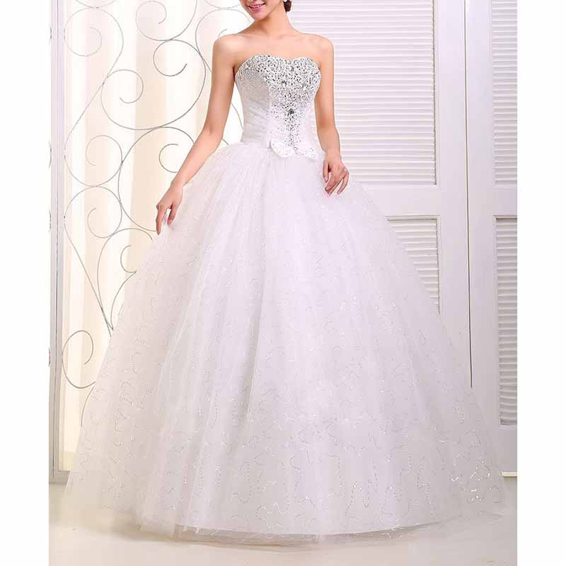 Sweetheart Simple Wedding Dresses Strapless Sparkly Bridal Gowns
