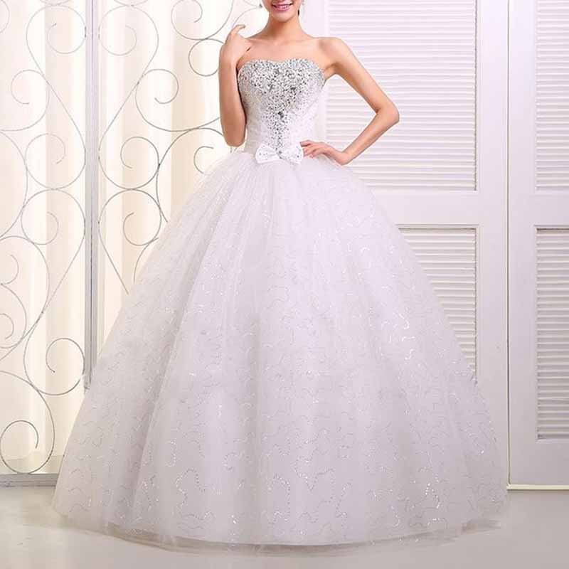Sweetheart Simple Wedding Dresses Strapless Sparkly Bridal Gowns
