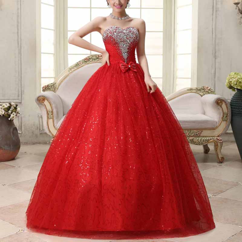 Sweetheart Simple Wedding Dresses Strapless Sparkly Bridal Gowns