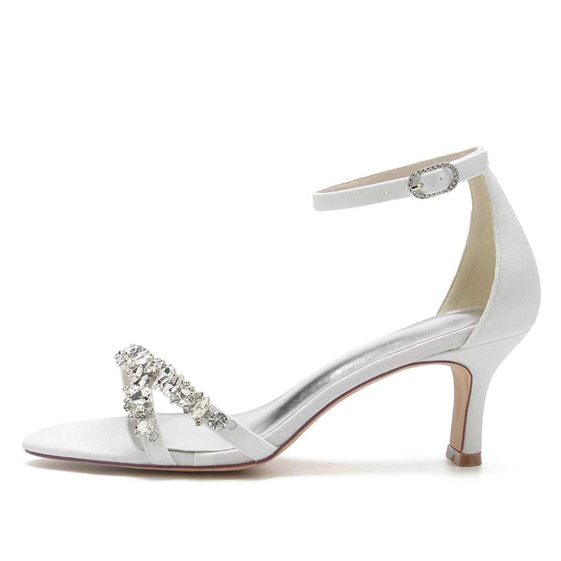 Women's Ankle Straps Sandals Glitter Low Heels Rhinestones Dress Shoes