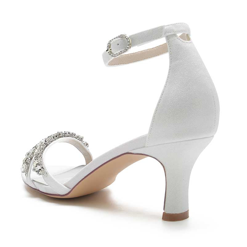 Women's Ankle Straps Sandals Glitter Low Heels Rhinestones Dress Shoes