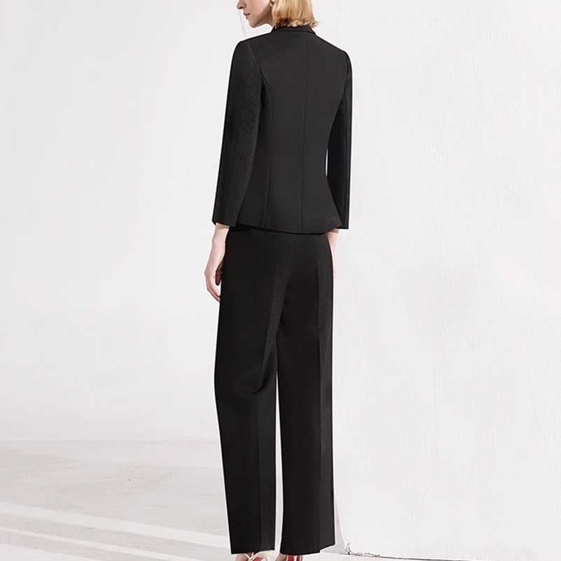 Double Breast Pantsuit Black Business Formal Suit