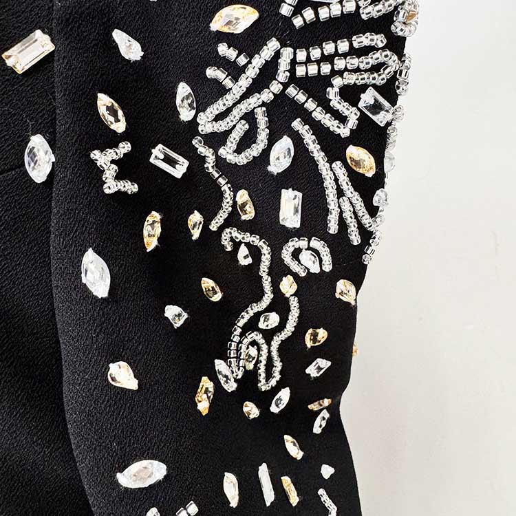 Off-The-Shoulder Black Beaded Long Prom Dress Mermaid Ball Gown