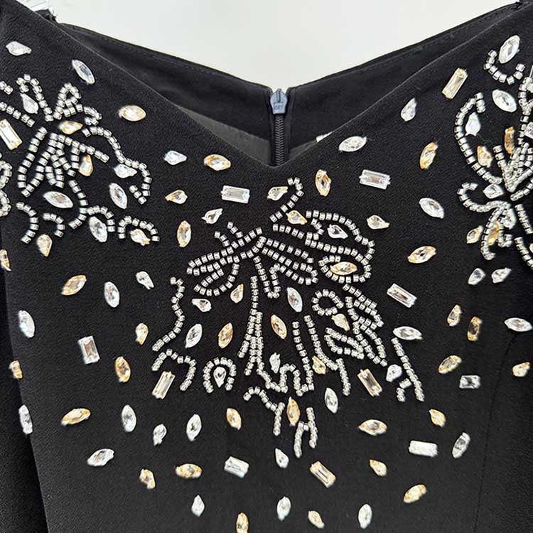 Off-The-Shoulder Black Beaded Long Prom Dress Mermaid Ball Gown