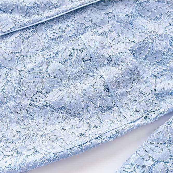 Lace Wedding Pantsuit Light Blue Formal Suit With Lace-Up