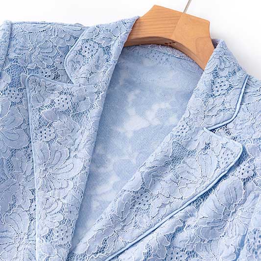 Lace Wedding Pantsuit Light Blue Formal Suit With Lace-Up