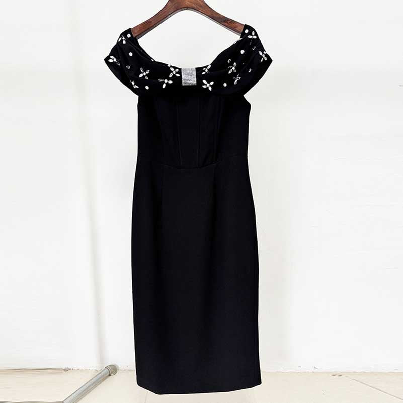 Women Off-The-Shoulder Body-Con Cocktail Midi Dress Dresses