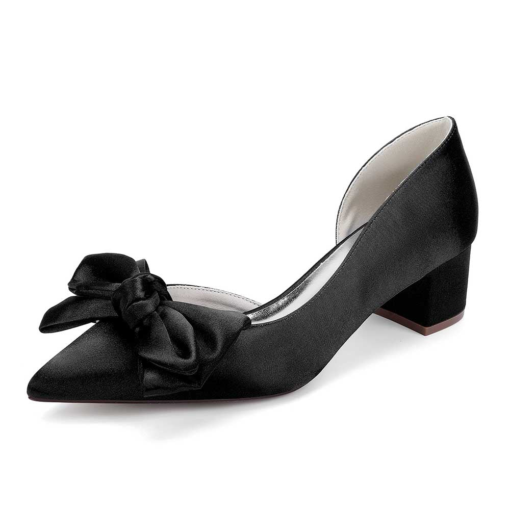 Wedding Shoes Bow Detail Mid-Heeled Bridal Heels Dress Shoes