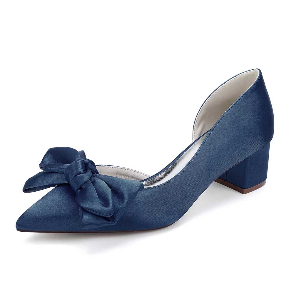 Wedding Shoes Bow Detail Mid-Heeled Bridal Heels Dress Shoes