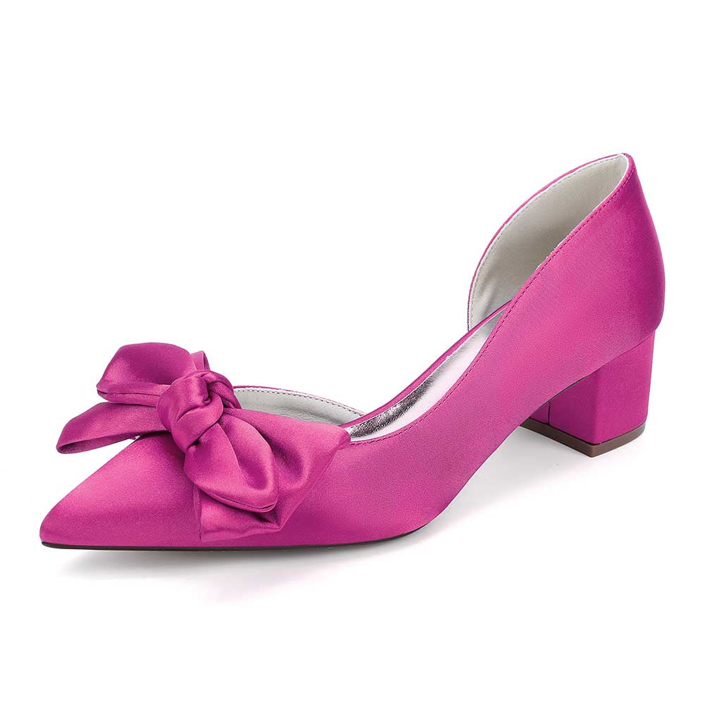 Wedding Shoes Bow Detail Mid-Heeled Bridal Heels Dress Shoes