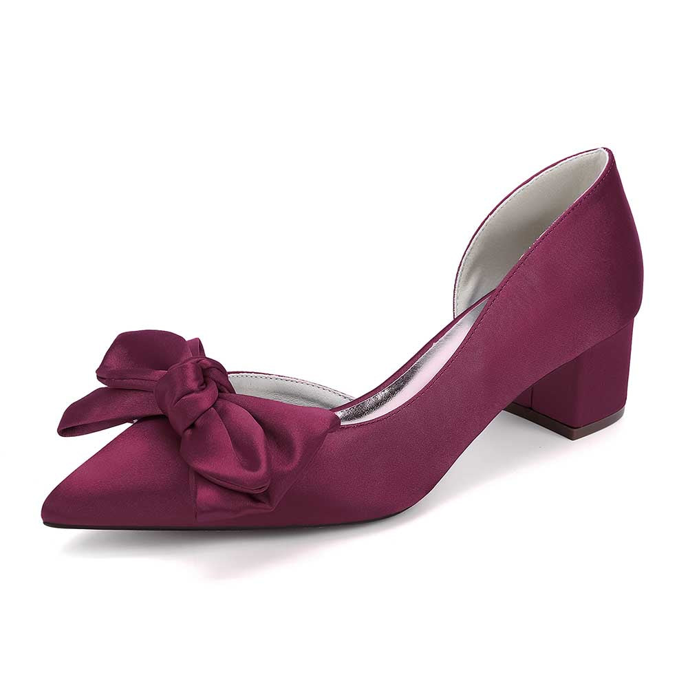 Wedding Shoes Bow Detail Mid-Heeled Bridal Heels Dress Shoes