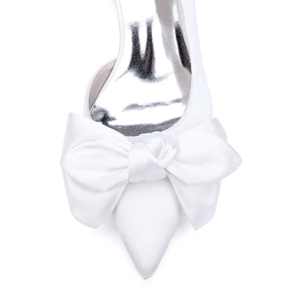 Wedding Shoes Bow Detail Mid-Heeled Bridal Heels Dress Shoes