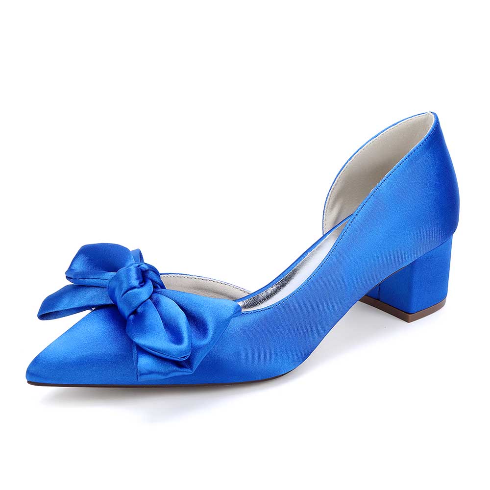 Wedding Shoes Bow Detail Mid-Heeled Bridal Heels Dress Shoes