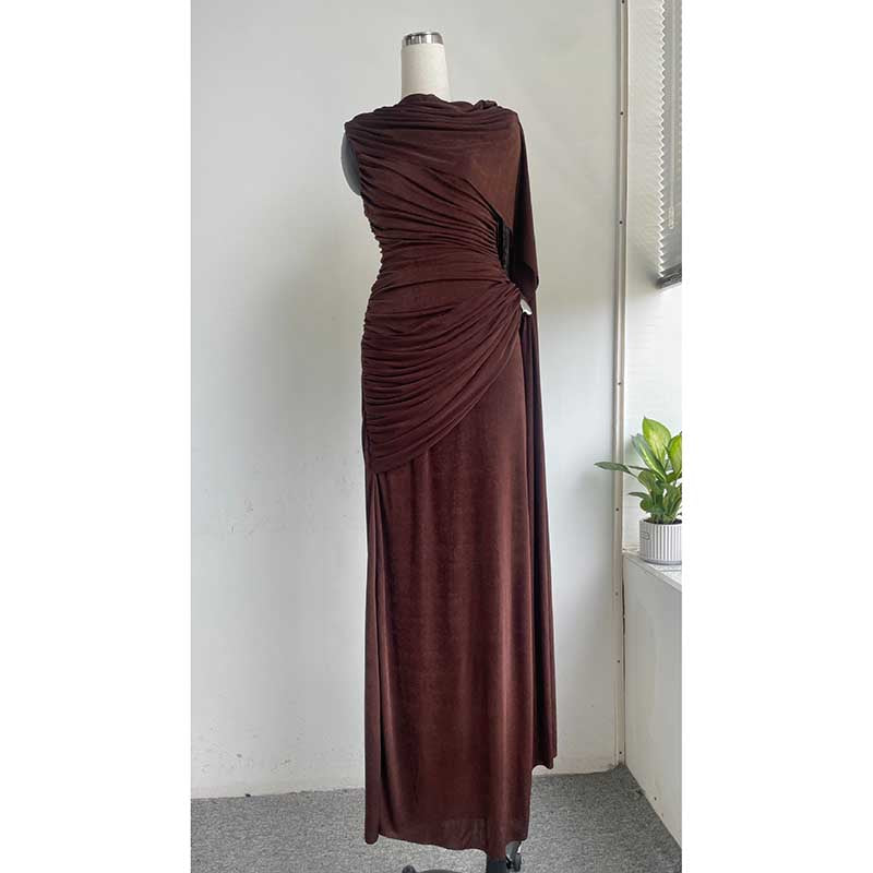 Shawl Ruched Draped Maxi Dress Long Evening Dress