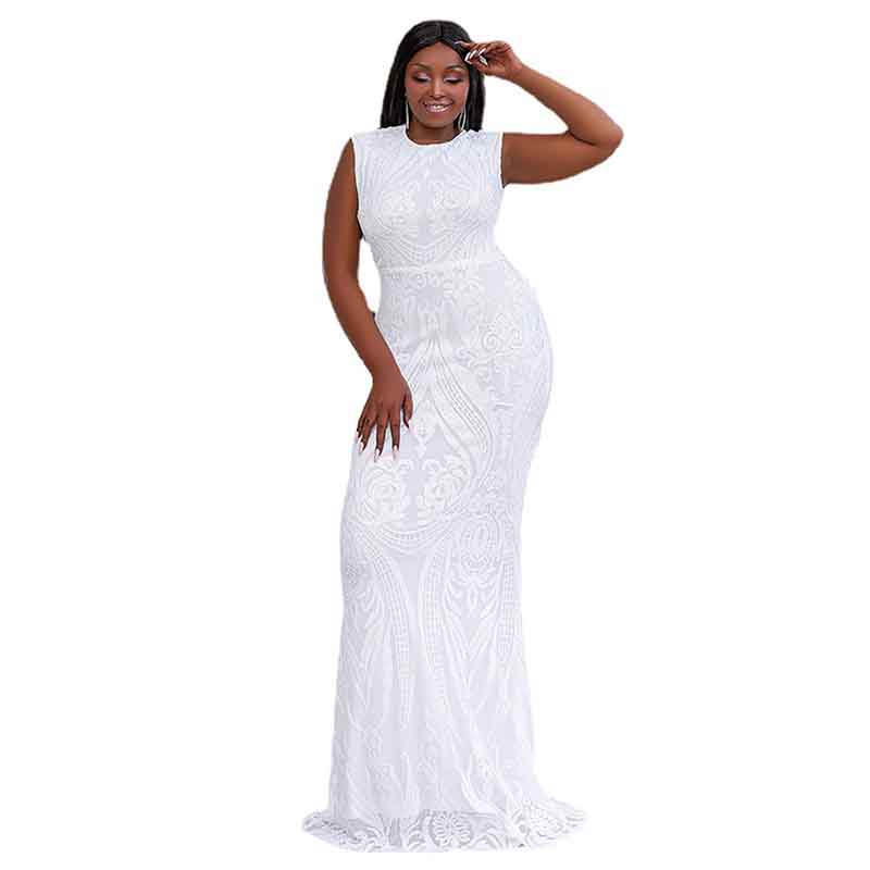Plus Size Floral Sequined Wedding Evening Prom Dress Bridal Gowns