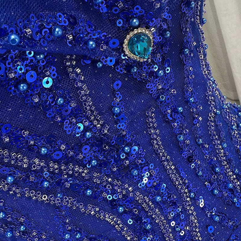 Off Shoulder Ball Gown Sequin Formal Dresses With Detachable Crinoline.