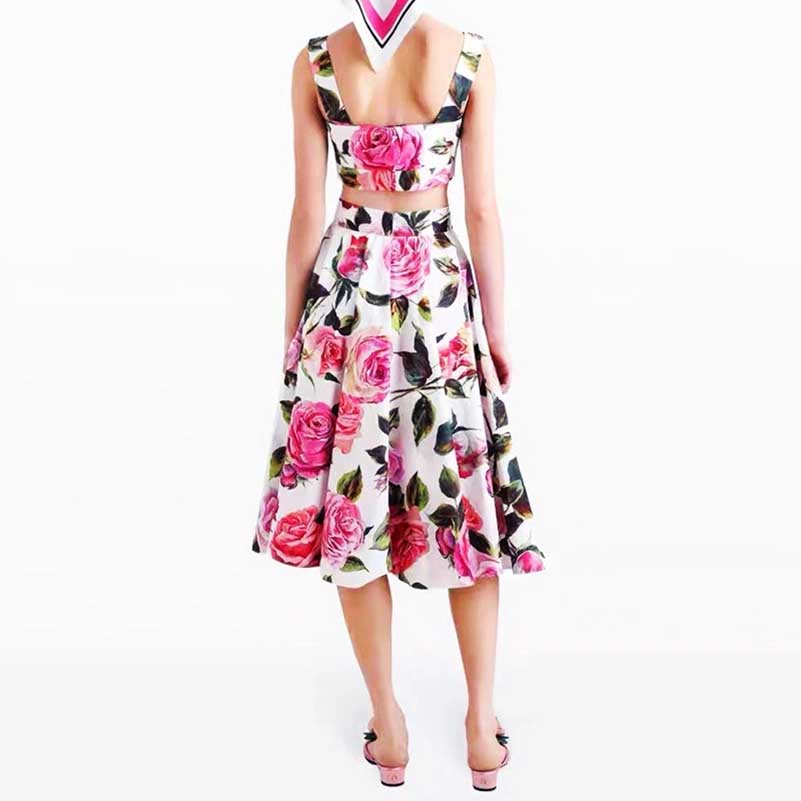 Women’s Floral Skirtsuit | Crop Top + Skirt for Weddings & Parties