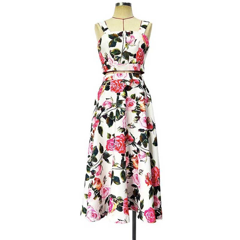 Women’s Floral Skirtsuit | Crop Top + Skirt for Weddings & Parties