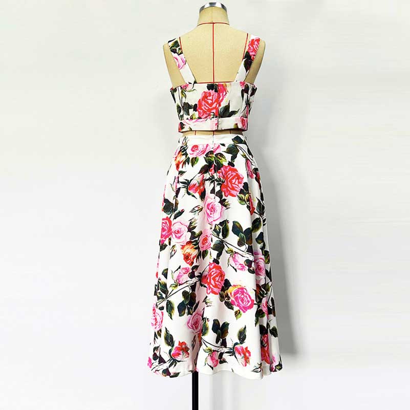 Women’s Floral Skirtsuit | Crop Top + Skirt for Weddings & Parties