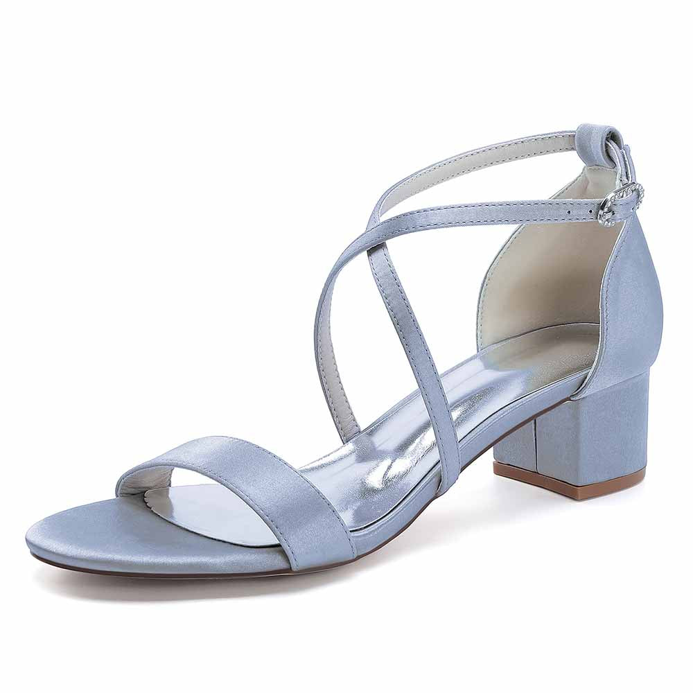 Chunky Heel Dress Shoes Classic Satin Dress Shoes Crossing Prom Shoes