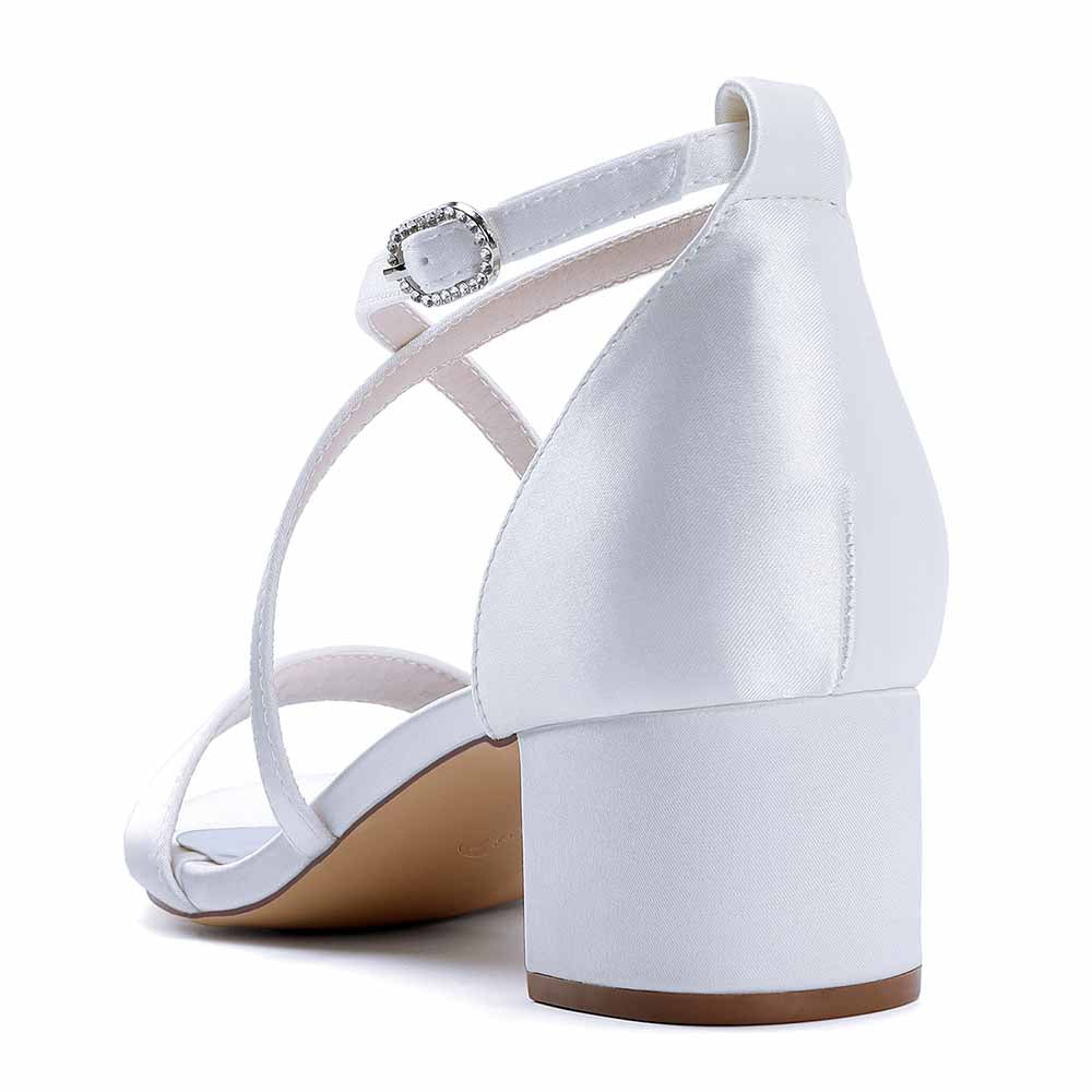 Chunky Heel Dress Shoes Classic Satin Dress Shoes Crossing Prom Shoes