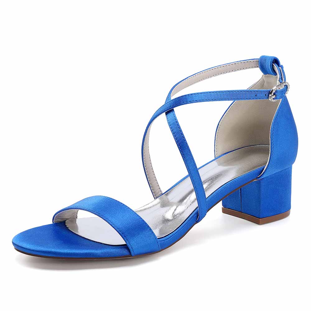Chunky Heel Dress Shoes Classic Satin Dress Shoes Crossing Prom Shoes