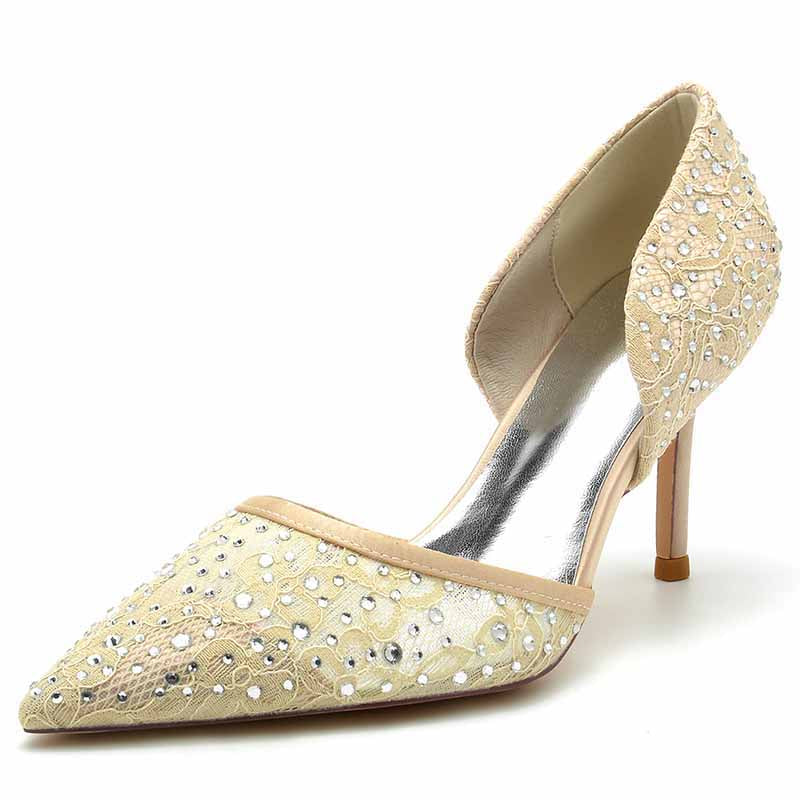 3.35" Sparkle Prom Heels Glitter Satin Bridal Shoes for Wedding