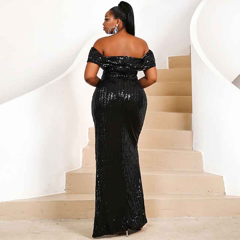 Plus Size Formal Sequin Evening Prom Dresses Mermaid Party Maxi Gown