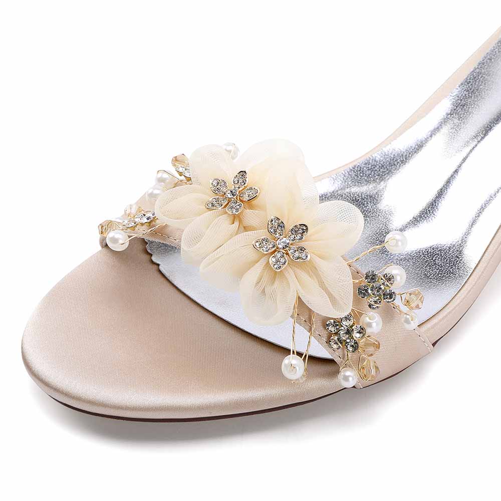 Crossing Strap Dress Shoes Wedding Sandals With Flower Applique