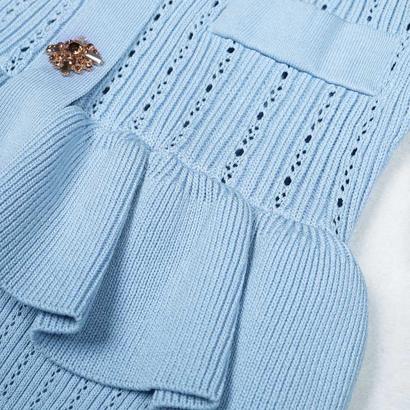 Flared Knit Mini Dress With Short Sleeves