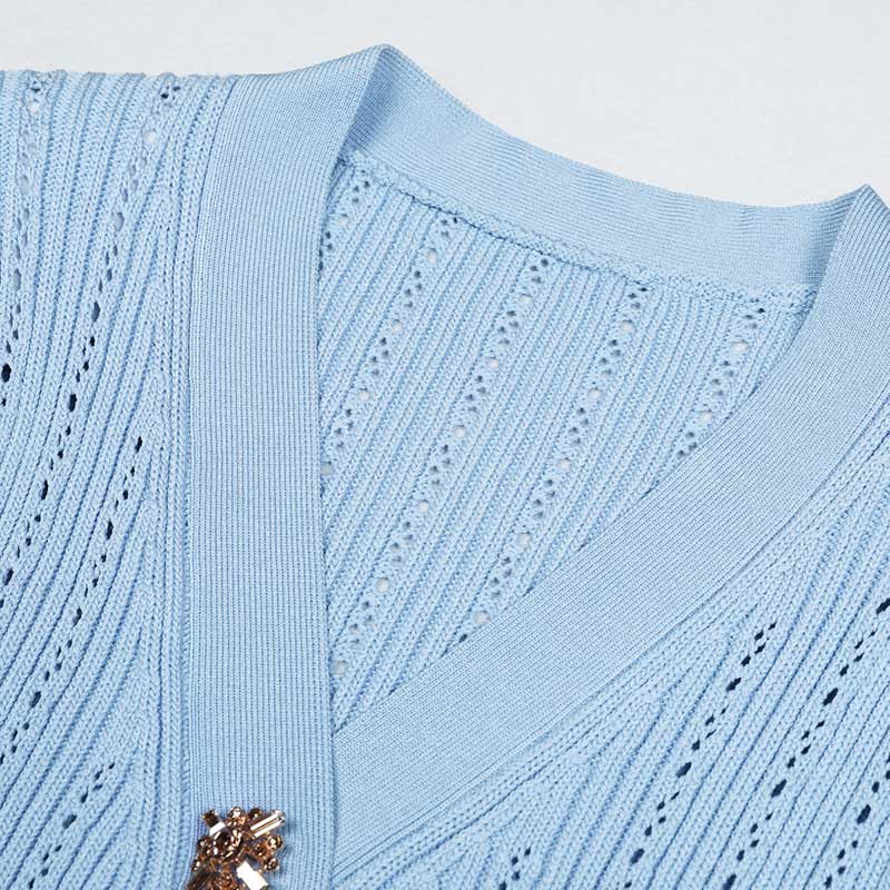 Flared Knit Mini Dress With Short Sleeves