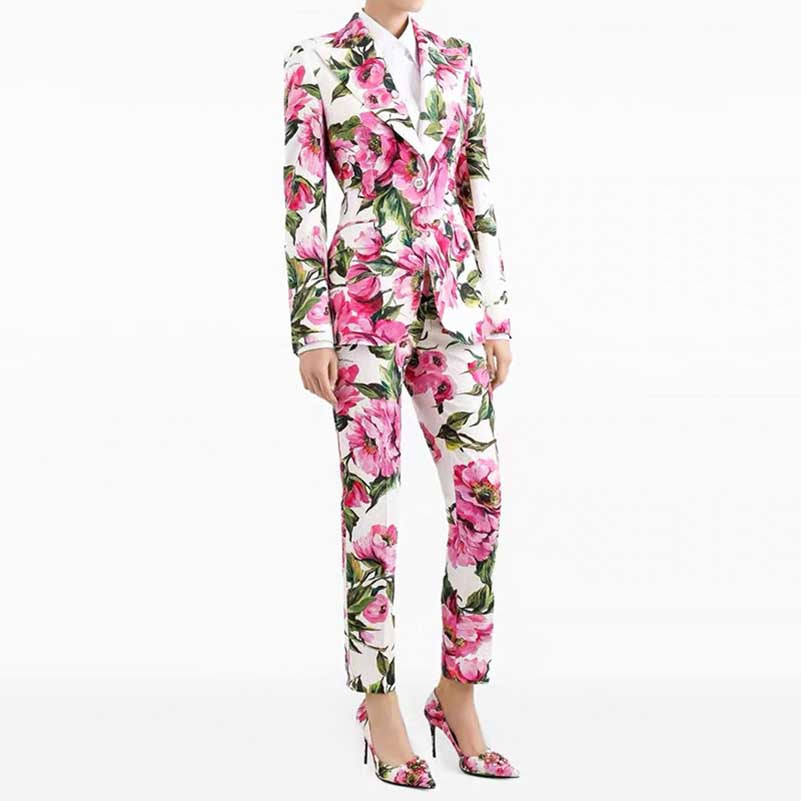 Women's Floral Print Pantsuit | Blazer & Trousers Set for Events