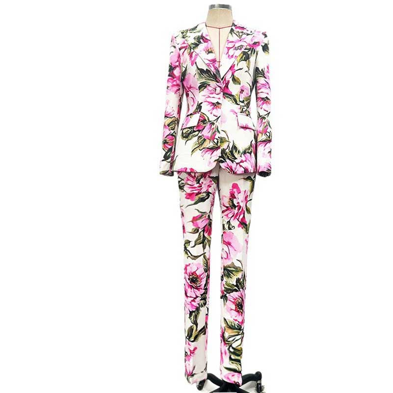 Women's Floral Print Pantsuit | Blazer & Trousers Set for Events