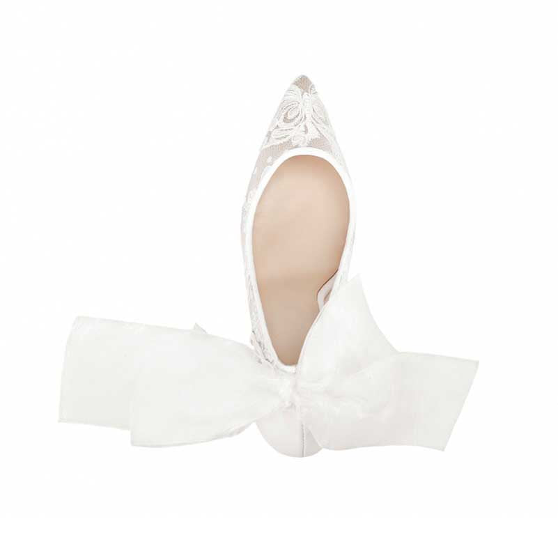 Wedding Bridal Lace Heels Hand-Made Lace-Up Stilettos Shoes
