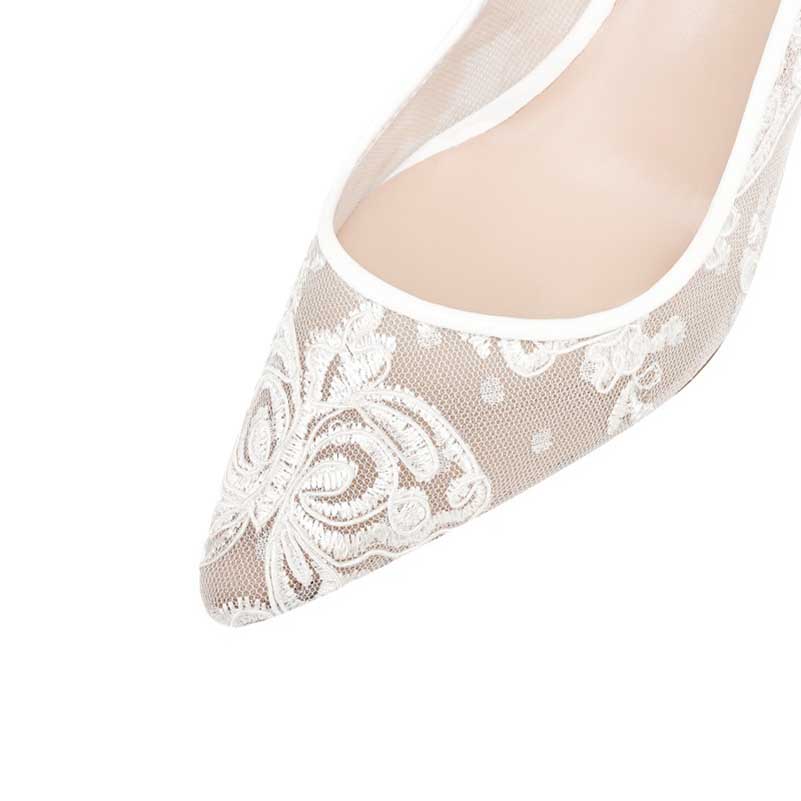 Wedding Bridal Lace Heels Hand-Made Lace-Up Stilettos Shoes