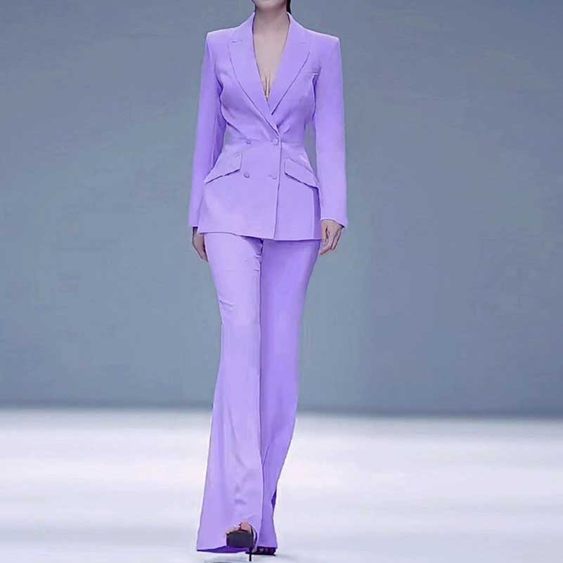 Wide Leg Pantsuit Lavender Formal Event Suit