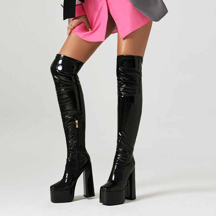 Women's street fashion over the knee boots chunky heeled long boots