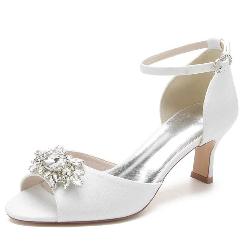 Women's Crystal Sandals Glitter Ankle Strap Low Heels Dress Shoes