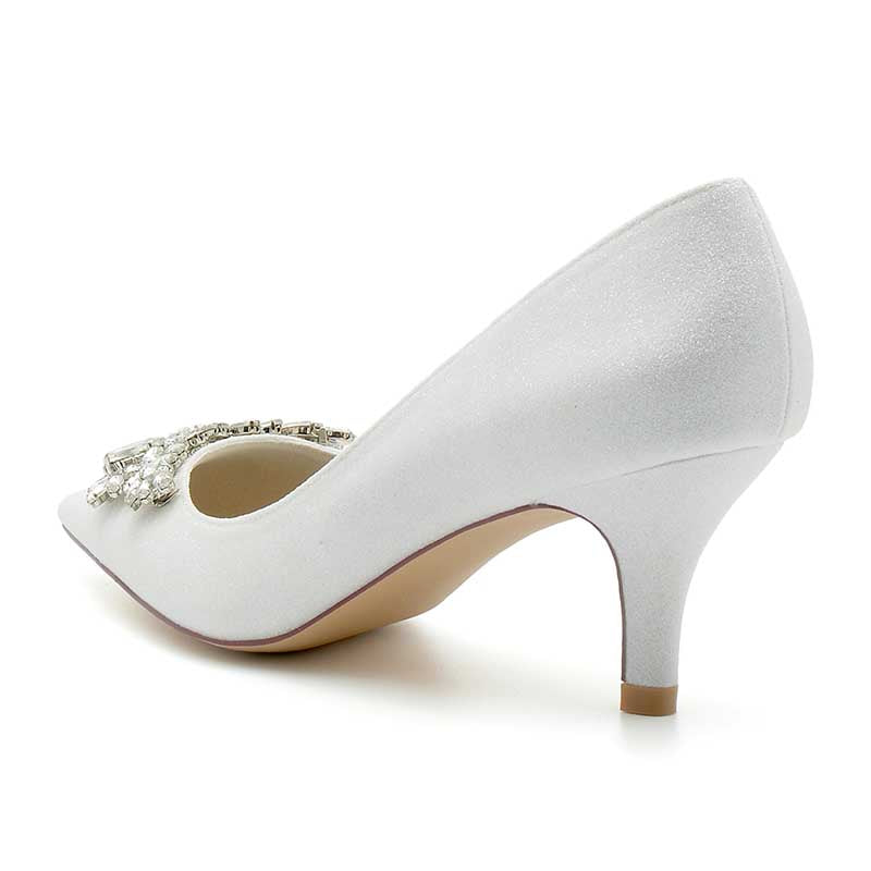 2.36" Pointed Toe Pumps Bridal Shoes with rhinestones