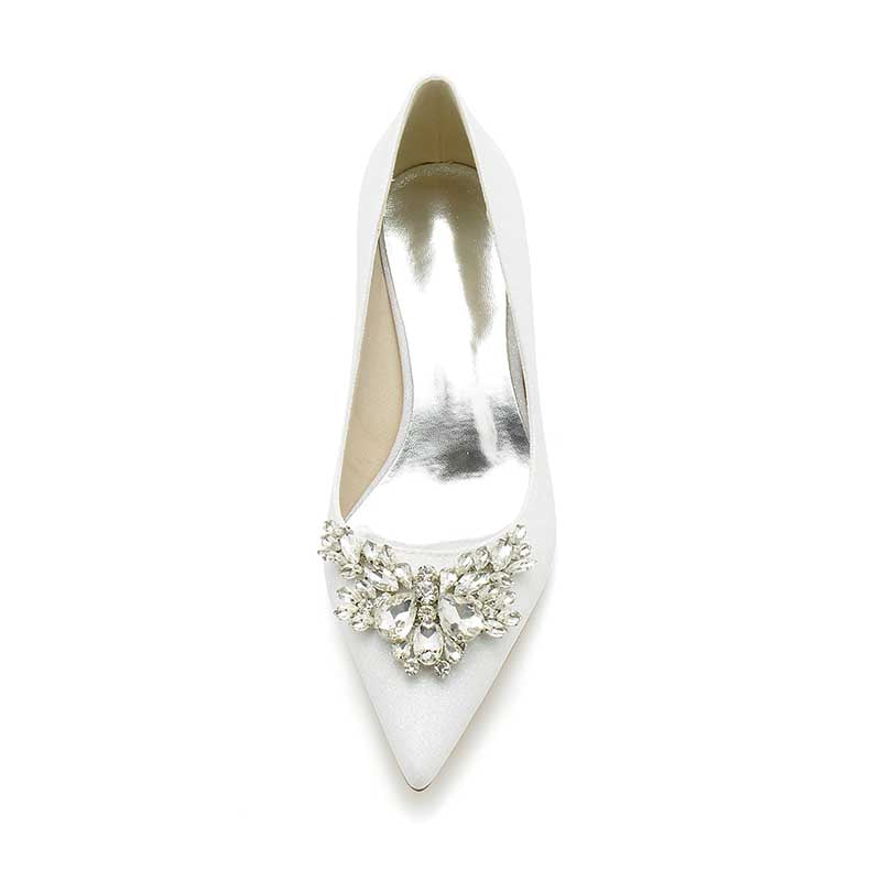 2.36" Pointed Toe Pumps Bridal Shoes with rhinestones