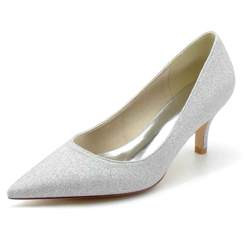 2.36" Pointed Toe Pumps Bridal Shoes Classic Prom Shoes