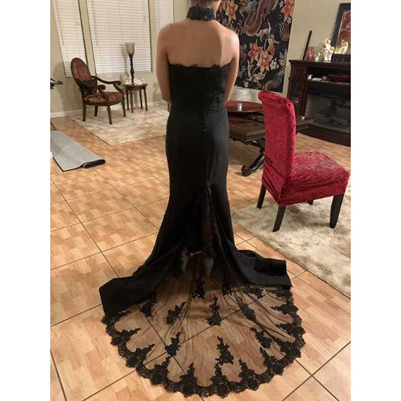 Halter-Neck Mermaid Bridesmaid Dress Satin Porm Dress Ball Gown