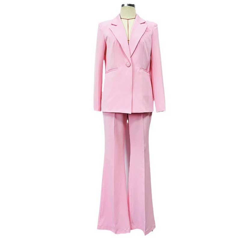 Women's Pink One-Button Pantsuit | Blazer & Trousers Set