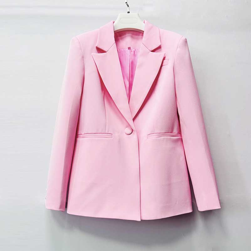 Women's Pink One-Button Pantsuit | Blazer & Trousers Set