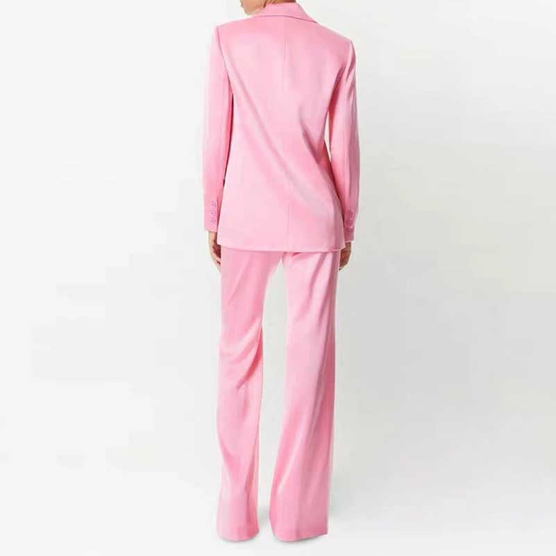 Women's Pink One-Button Pantsuit | Blazer & Trousers Set